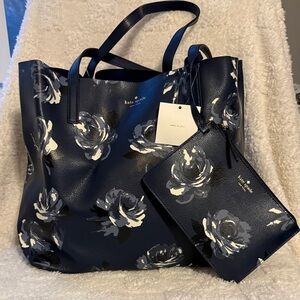 Kate Spade Dark Blue Floral Tote